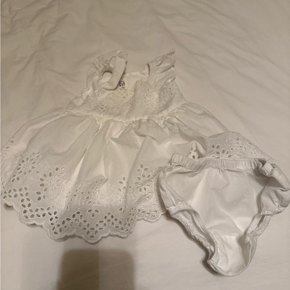 Baby Gap White Eyelet Dress and Bloomers Set